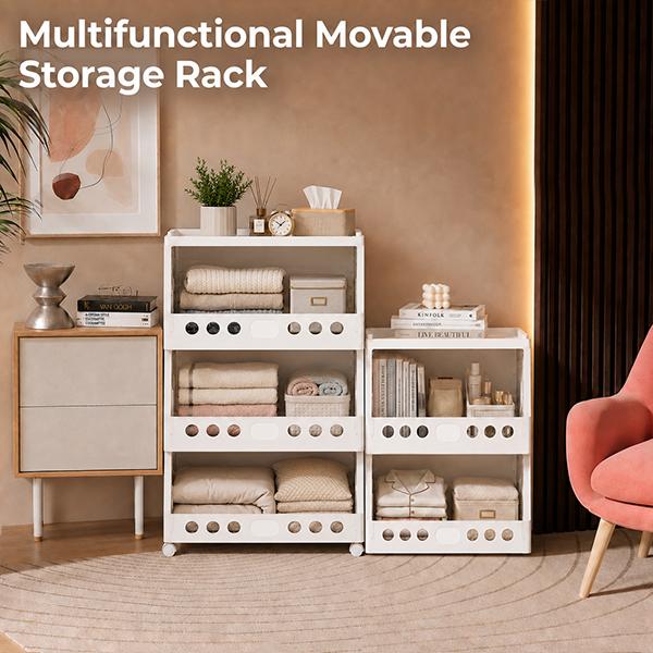 Foldable 5-Tier Rolling Storage Cart – Versatile, Stackable & Space-Saving Organizer